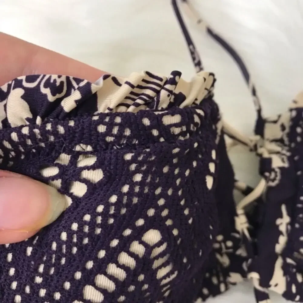 BECCA Purple Crotchet Knit Bikini Top Size S